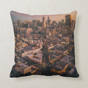 Sunset Over San Francisco Financial District Kissen