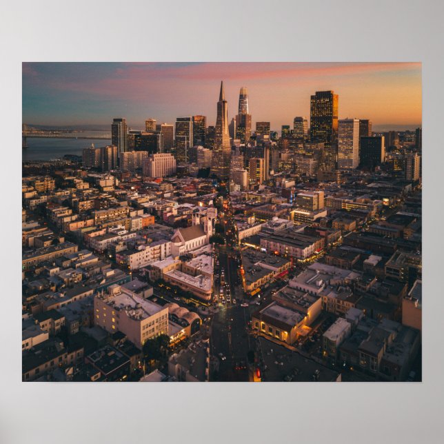 Sunset Over San Francisco Financial District Poster (Vorne)