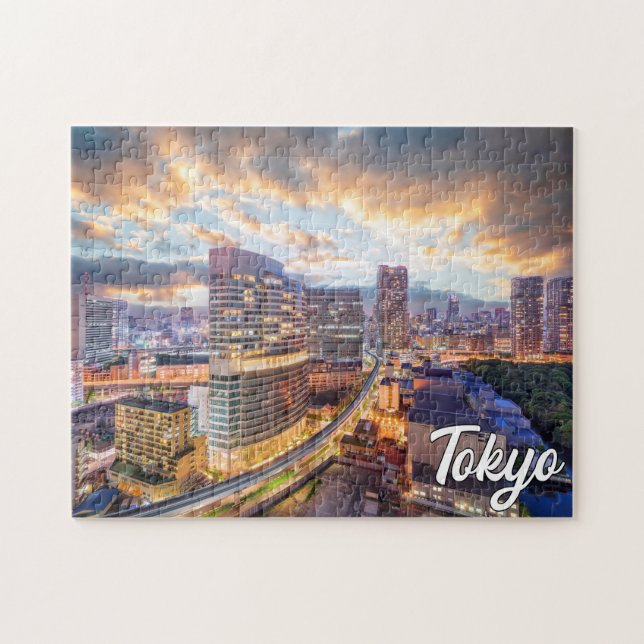 Sunset Over Tokio, Japan Puzzle (Horizontal)