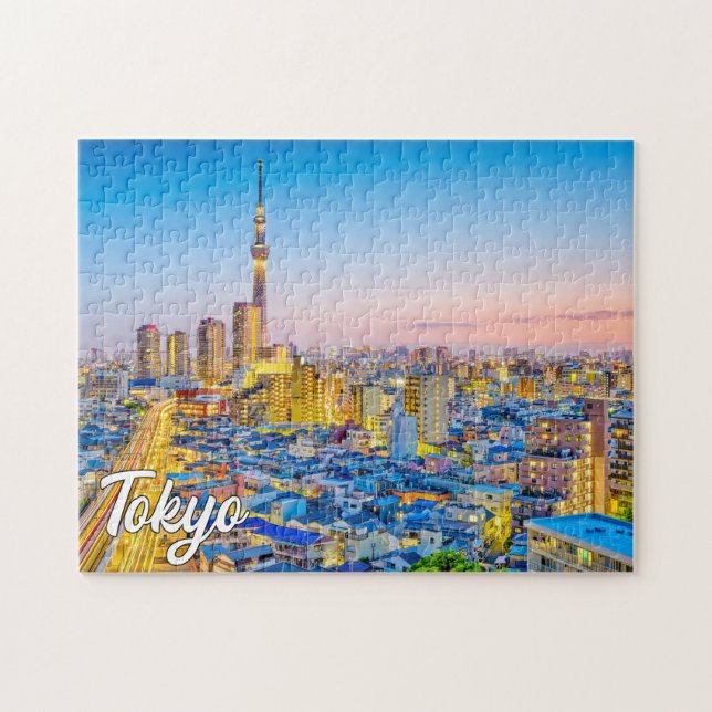 Sunset Over Tokio, Japan Puzzle (Horizontal)