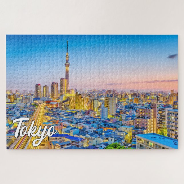 Sunset Over Tokio, Japan Puzzle (Horizontal)