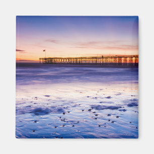 Sunset Over Ventura Pier and Beach Magnet