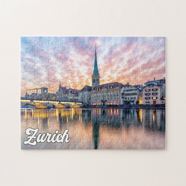 Sunset Over Zürich, Schweiz Puzzle (Horizontal)