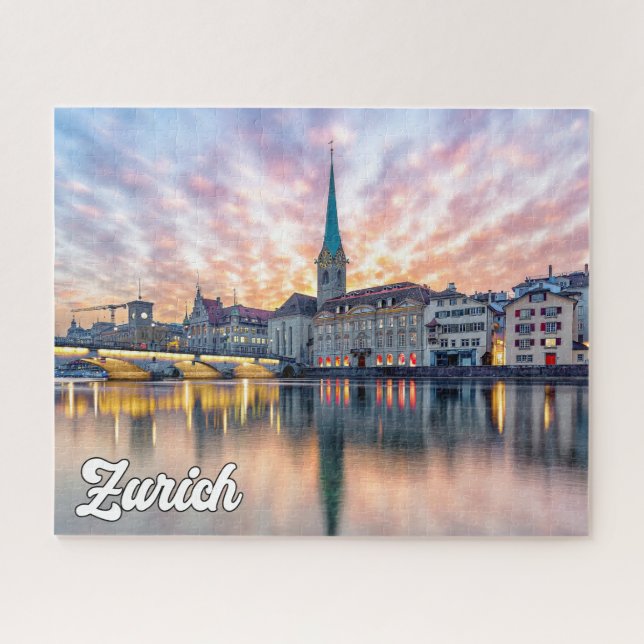 Sunset Over Zürich, Schweiz Puzzle (Horizontal)