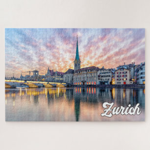 Sunset Over Zürich, Schweiz Puzzle