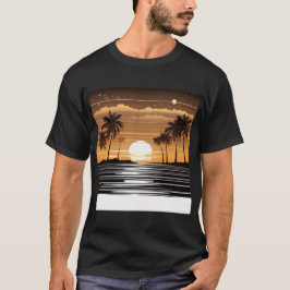 Sunset Palm Beach Tee - Tropical Twilight Design