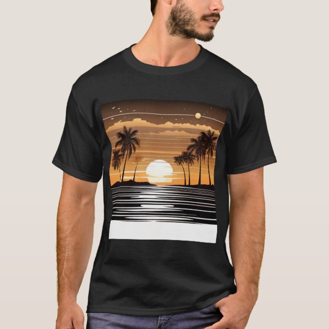Sunset Palm Beach Tee - Tropical Twilight Design (Vorderseite)