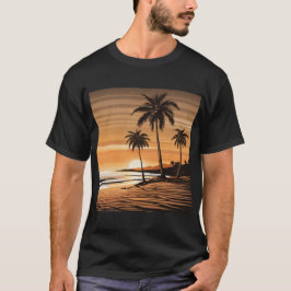 Sunset Palm Beach Tee - Tropical Twilight Design