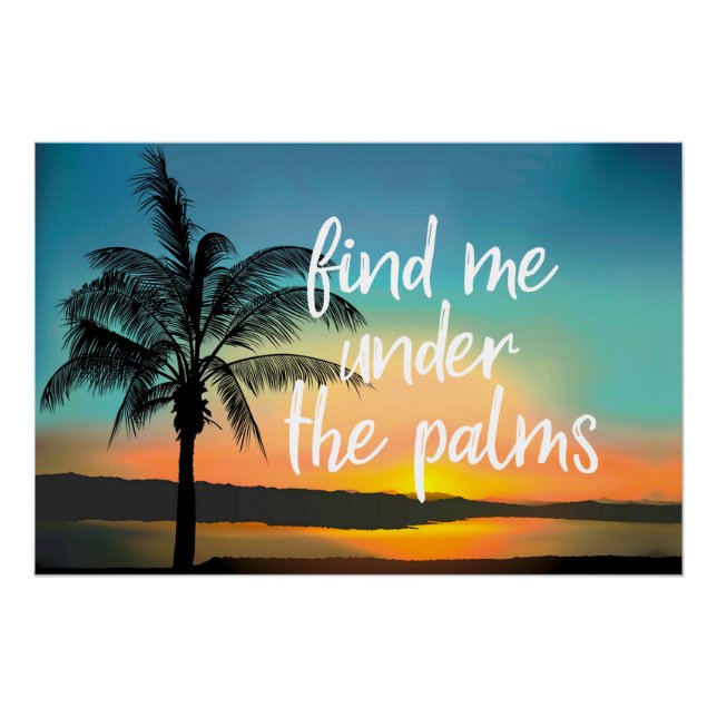 Sunset Palm Hawaiian Tropical Sentiments Poster (Vorderseite)