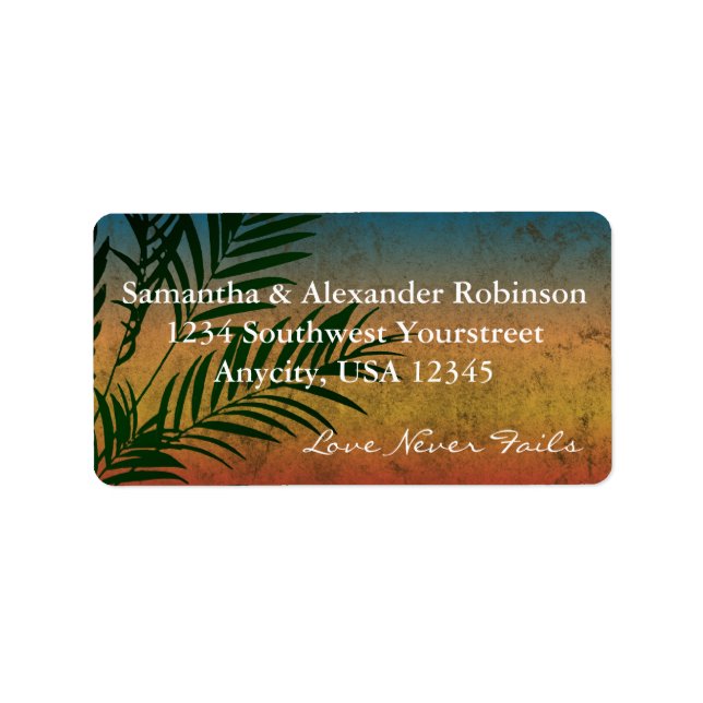 Sunset Palm Tree Branch Address Labels Adressaufkleber (Vorne)