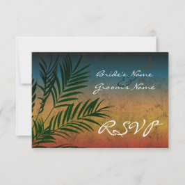Sunset Palm Tree Branch kleine RSVP Cards