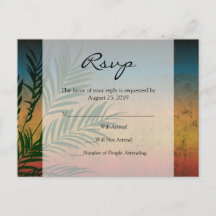 Sunset Palm Tree Branch Wedding RSVP Cards