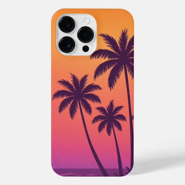 Sunset Palm Trees Phone Case – Yellow Sky Tropical iPhone Hülle (Rückseite)