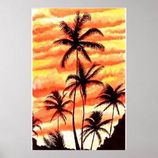 Sunset Palms Print Poster