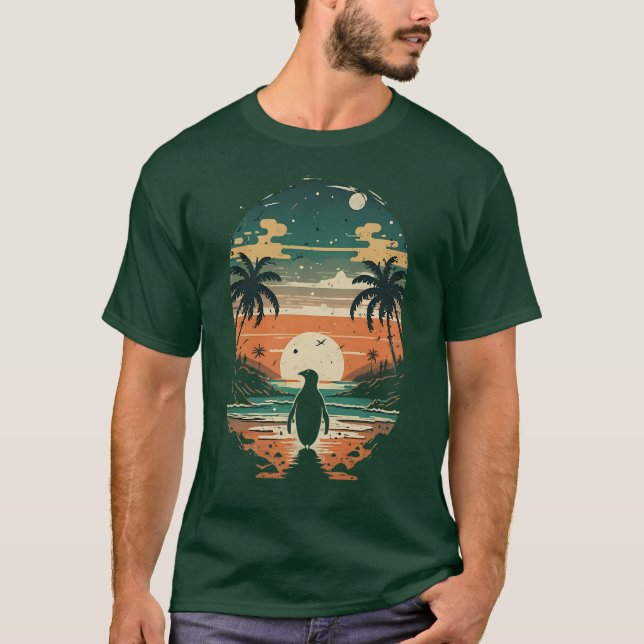 Sunset Paradise Penguin T-Shirt (Vorderseite)