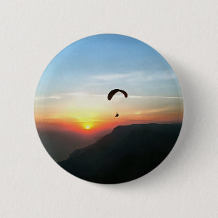 Sunset Paraglide Wanderlust Extreme Sportart Button