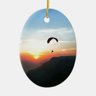 Sunset Paraglide Wanderlust Extreme Sportart Keramikornament