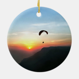 Sunset Paraglide Wanderlust Extreme Sportart Keramikornament