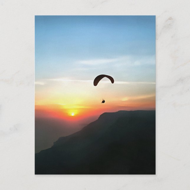 Sunset Paraglide Wanderlust Extreme Sportart Postkarte (Vorderseite)