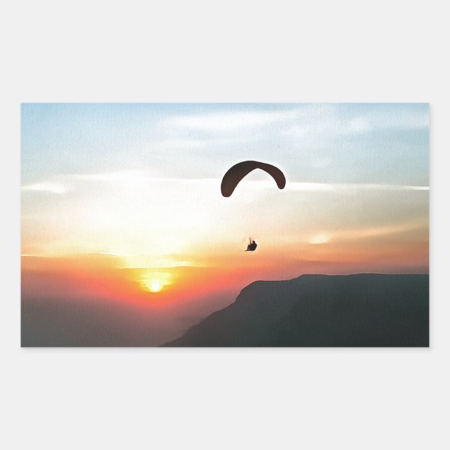 Sunset Paraglide Wanderlust Extreme Sportart Rechteckiger Aufkleber (Vorderseite)