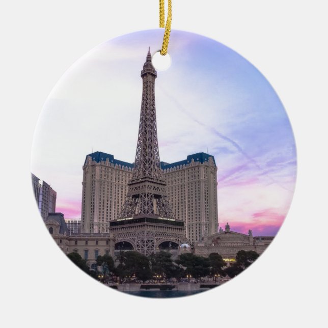 Sunset Paris Las Vegas Tour Eiffel Fake Keramikornament (Vorne)