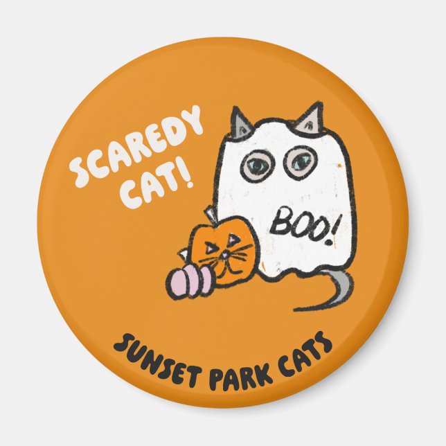 Sunset Park Cats Halloween Magnet Butterball Ghost (Vorne)