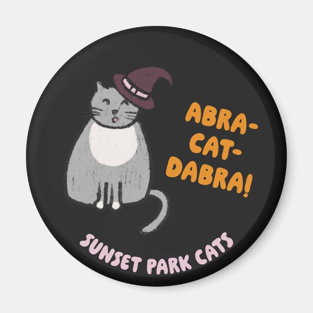 Sunset Park Cats Halloween Magnet Hexe Asche  (Vorne)