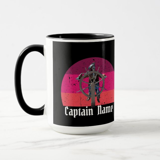 Sunset Party Pirate Skeleton Captain Tasse (Links)