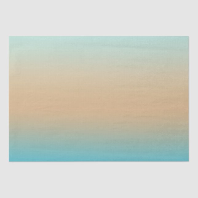 Sunset Peach Aqua Ombre Seidenpapier (Vorderseite)