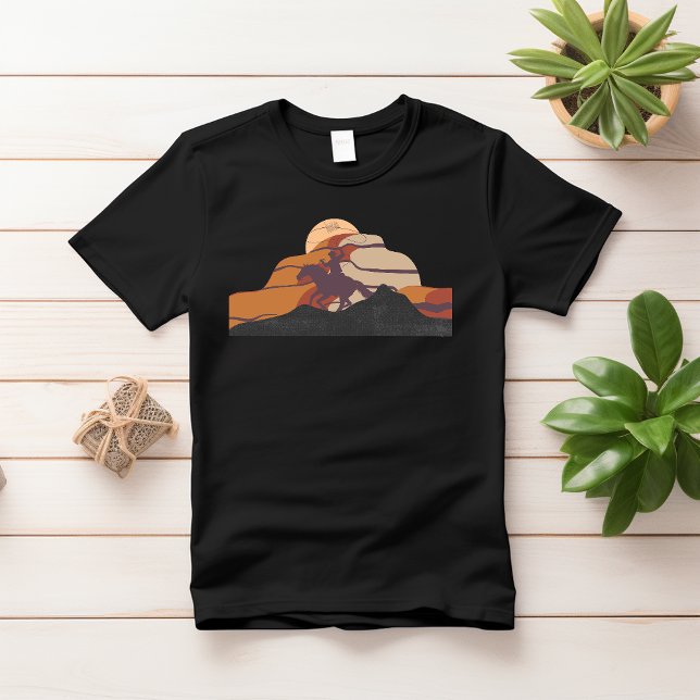 Sunset Pferdereiten Cowboy T-Shirt (Von Creator hochgeladen)