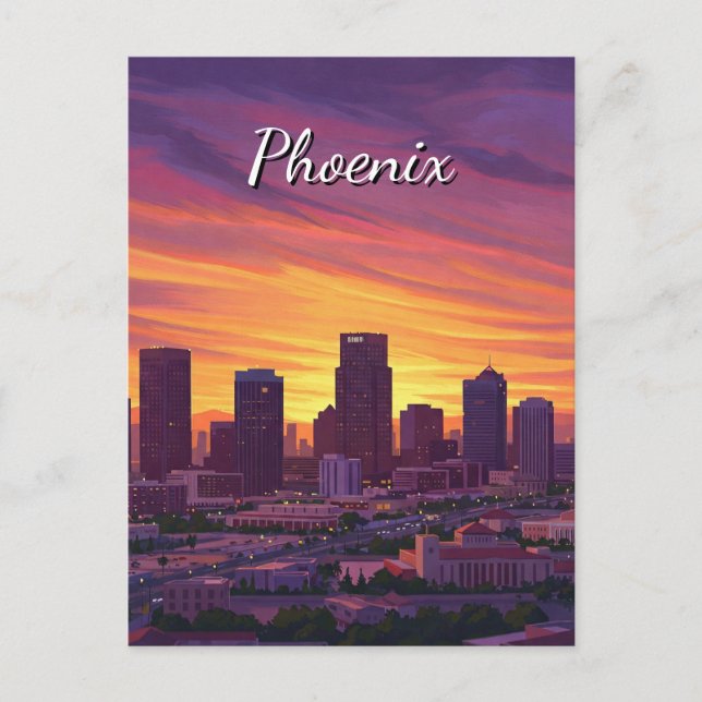 Sunset Phoenix Skyline Arizona Postkarte (Vorderseite)
