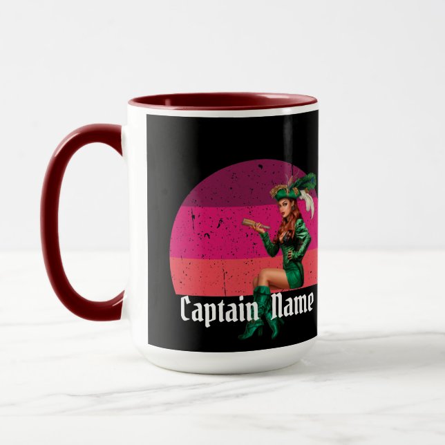 Sunset Pink Green Lady Pirate Tasse (Links)