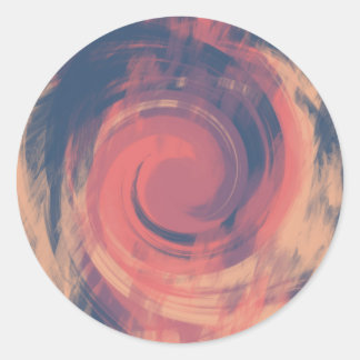 Sunset Pink Peach and Blue Swirl Runder Aufkleber