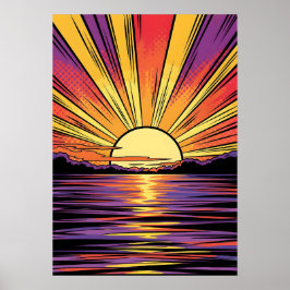 Sunset Pop Art Poster