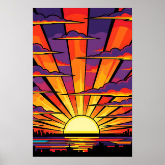 Sunset Pop Art Poster