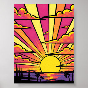 Sunset Pop Art Poster