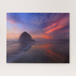 Sunset Reflection of Haystack Rock at Cannon Beach Puzzle