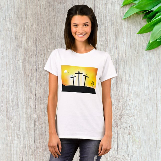 Sunset Religious Crosses Womens T-Shirt (Von Creator hochgeladen)
