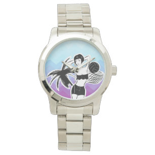 Sunset Resort Zickzack Print Armbanduhr