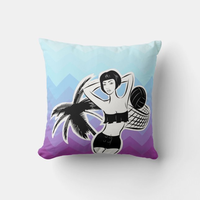 Sunset Resort Zickzack Print Kissen (Vorderseite)