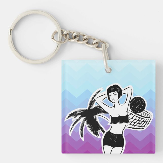 Sunset Resort Zickzack Print Schlüsselanhänger (Vorderseite)