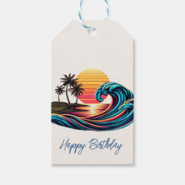 Sunset Retro Surf Wave- Geschenkanhänger
