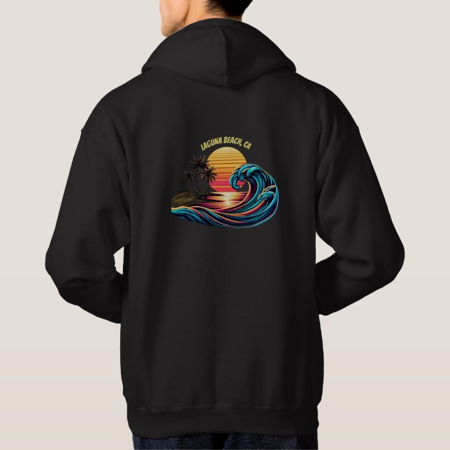 Sunset Retro Surf Wave Hoodie (Rückseite)