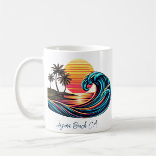 Sunset Retro Surf Wave Kaffeetasse