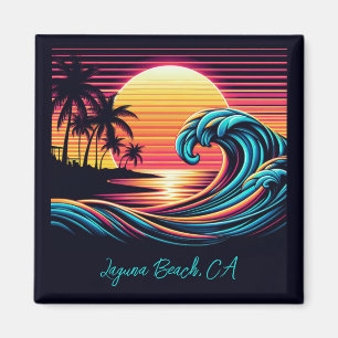 Sunset Retro Surf Wave Magnet
