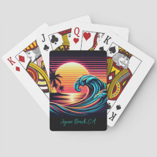 Sunset Retro Surf Wave Spielkarten