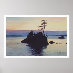 "Sunset Rockaway Beach" Aquarellbilder Poster