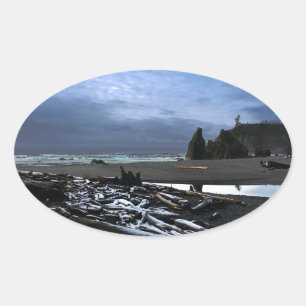 Sunset Ruby Beach Olympischer Nationalpark Ovaler Aufkleber
