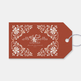 Sunset Rust Shabby Chic Mr & Mrs Wedding Gift Tag Geschenkanhänger