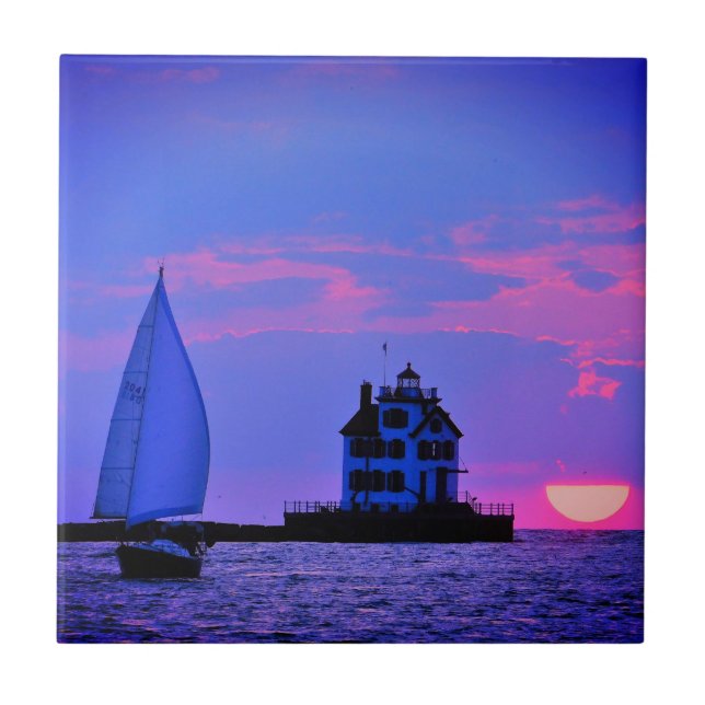 Sunset Sail Keramik Tile Fliese (Vorderseite)
